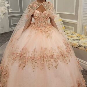 Floral pink Sweet 16/Quinceañera/Prom dress